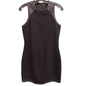 rag & bone Solid Black Mini Dress with Faux Leather-Trim LBD Size 0